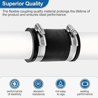 Raccord flexible en PVC pour tuyau de condensation, avec colliers de serrage en acier inoxydable à finition brute, mesure impériale (en pouces)