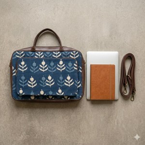 Bolso de Mano para Portátil de Algodón Hecho a Mano, Bolso de Oficina Estampado con Correa, Bolso Bandolera Étnico - Product Image 5