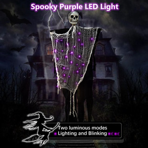 Decoración colgante de fantasma de Halloween con luz, accesorio de fantasma con calavera iluminada para jardín, casa embrujada, decoración de escena. - Product Image 5