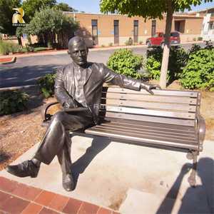 RELONG 定制设计真人大小青铜人物雕塑，坐在长凳上，适合户外公共公园 - Product Image 5