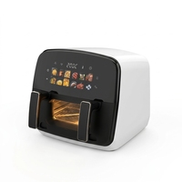 Friteuse à air numérique intelligente 1800W en acier inoxydable noir, vente en gros OEM, écran LCD, fenêtre visible, friteuse à air chaud sans huile