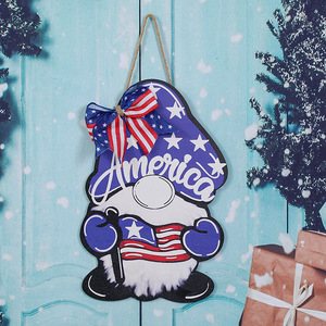 Decorazione da appendere alla porta per il 4 luglio, gnomi patriottici con bandiera americana e fiocco per la festa dell'Indipendenza - Product Image 4