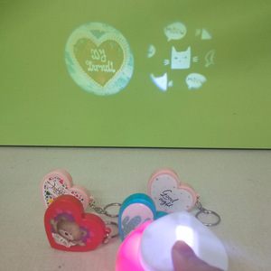 RICHSHINING Custom logo Heart Shape Cartoon Designer Luminous Keychain Advertising Promotional Valentine Led Flashing Keychain