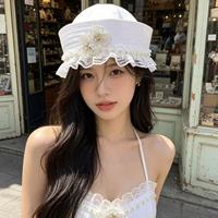 Sombreros y Gorras de Fiesta para Despedida de Soltera al por Mayor, Estilo Marinero con Encaje, Flores y Perlas, con Logotipo Personalizado para Mujer, Jardín