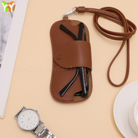 YY Portable Porte-Lunettes En Cuir Ultra-Mince PU Lunettes Pochette Bracelet Sangle Suspendu Cou Lunettes Sac De Rangement