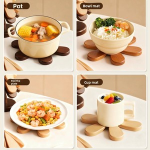 Elegant Christmas <b>Tree</b>-Shaped Insulated Placemat Table Mat Solid Wood Heat-Resistant Foldable Coaster Bowl Pad - Product Image 4