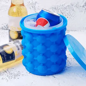 Seau à glace Portable en Silicone, moule avec couvercle, fabricant de cubes, bac à glaçons, seau à vin, refroidisseur d'armoire à bière, seau à glace