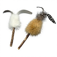 Jouet de Luxe pour Chat en Fourrure de Lapin et Laine Naturelle avec Matatabi et Clochette, Apaisant, pour Usage Quotidien Intérieur/Extérieur, Jouet de Nettoyage des Dents à la Silvervine