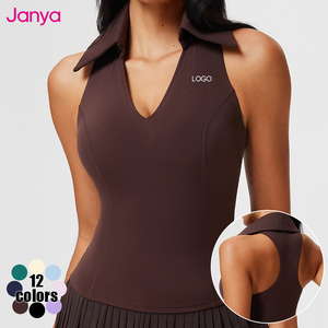T-shirt de sport à séchage rapide Janya, dos nageur, sans manches, col en V, haut de tennis, haut de golf, débardeur de <span class=keywords><strong>yoga</strong></span> avec bonnet intégré pour femmes - Product Image 1