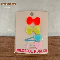 Barrettes à cheveux en forme de cœur avec nœud, colorées et adorables, pour filles, accessoires capillaires simples, cadeau idéal pour enfants