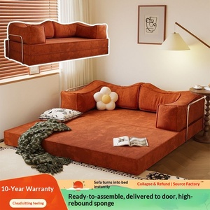 Modular Foam Compression Sofa Bed Foldable One Seat Removable Washable Modern Simple Living <b>Room</b> Long-term Sleeping Lazy - Product Image 2
