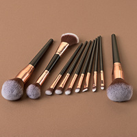 DailyQueen Ensemble de pinceaux de maquillage cosmétique végétalien professionnel noir doux 10 pièces Kit de fard à paupières avec échantillon gratuit Logo personnalisé