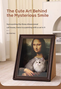 Mona Lisa Olieverfschilderij Wereldberoemd Schilderij Kattenhuis Ingesloten Krasbord Kattenhuisframe Speelgoed - Product Image 2