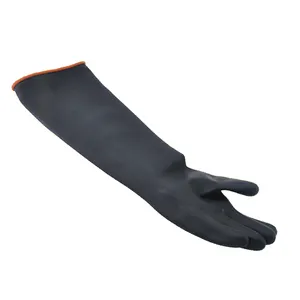 现货定制阿里巴巴中国厚长橡胶手套乳胶可重复使用黑色家用乳胶手套