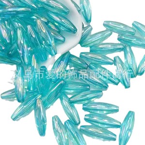 Olive <b>Beads</b> 8x20mm AB Color Transparent Acrylic Tapered Baguette Cut For Jewelry Making Bulk Loose <b>Beads</b> - Product Image 1
