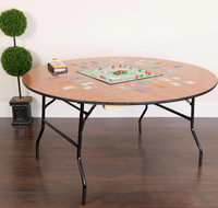 Table de banquet pliante en bois transparente ronde moderne de 5 pieds pour une utilisation en extérieur dans les hôtels