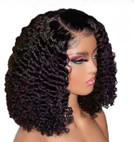 Perruques de luxe en cheveux humains brésiliens Chengxi, 13*4, avec dentelle frontale complète, super double drawn, bouclées, style bob, pour femme noire