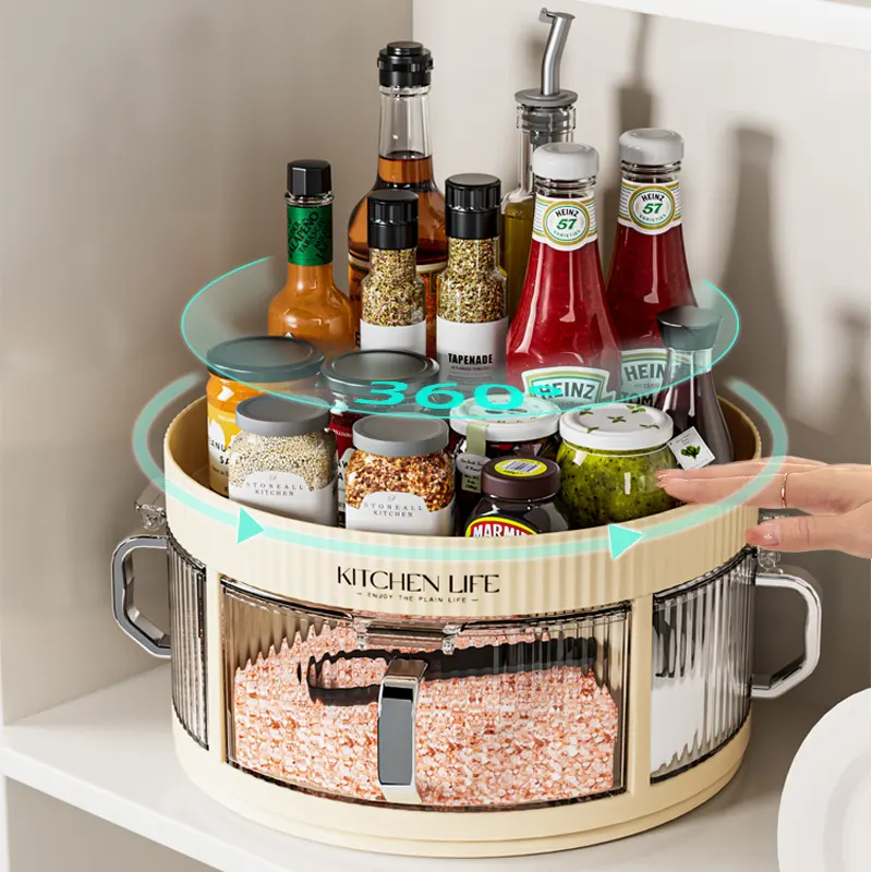 Rotating Seasoning Shelves Kitchen 360-degree Special Sauce And Vinegar Storage Box Household Seasoning Supplies All