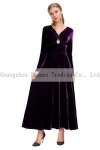 2019 otoño e invierno las mujeres <span class=keywords><strong>cóctel</strong></span> diario negro vestido de terciopelo - Product Image 5