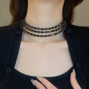 قلادة خانقة متعددة الطبقات مرصعة بالأحجار الكريمة اللامعة على شكل زهرة، مجوهرات أنيقة للنساء للاستخدام اليومي ومناسبات الحفلات - Product Image 6