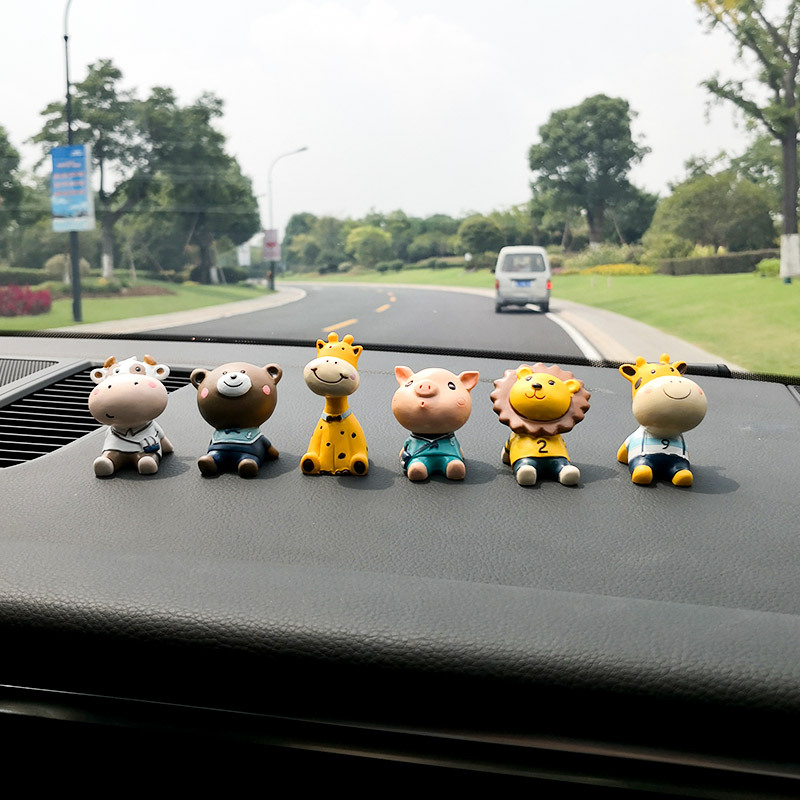 Cute Cartoon Resin Car Ornaments - Universal Car Interior Accessories for Decoration and Protection