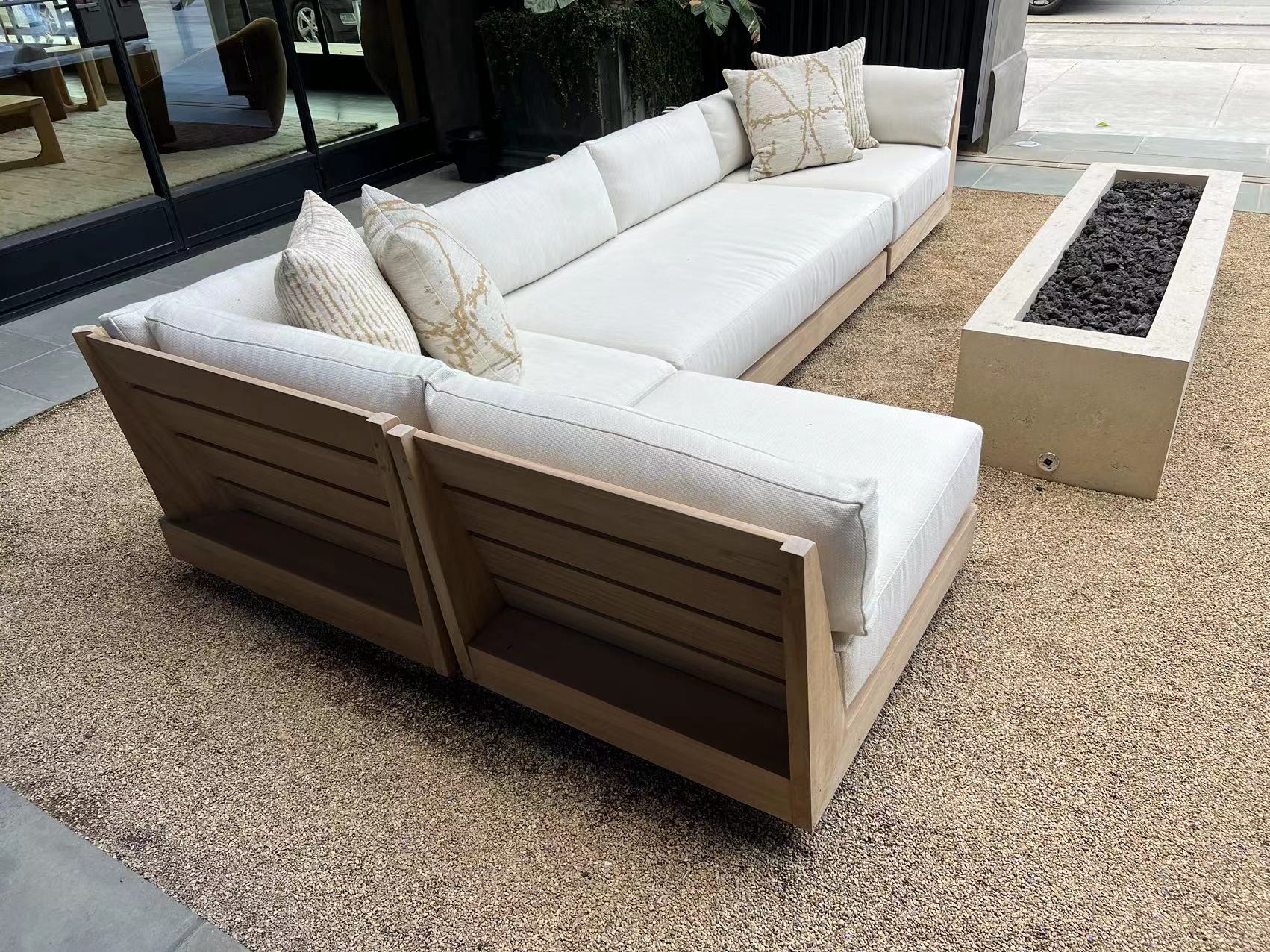 2023 Luxury Wholesale New Modern Outdoor  Furniture Teak wood Garden sofa set
