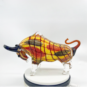 Hand Blown Murano Glass Bull Figurine Elegant Animal Design for Home Decor
