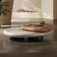 Table basse moderne rotative, table basse de salon luxueuse de style rétro, table centrale en bois irrégulière très populaire