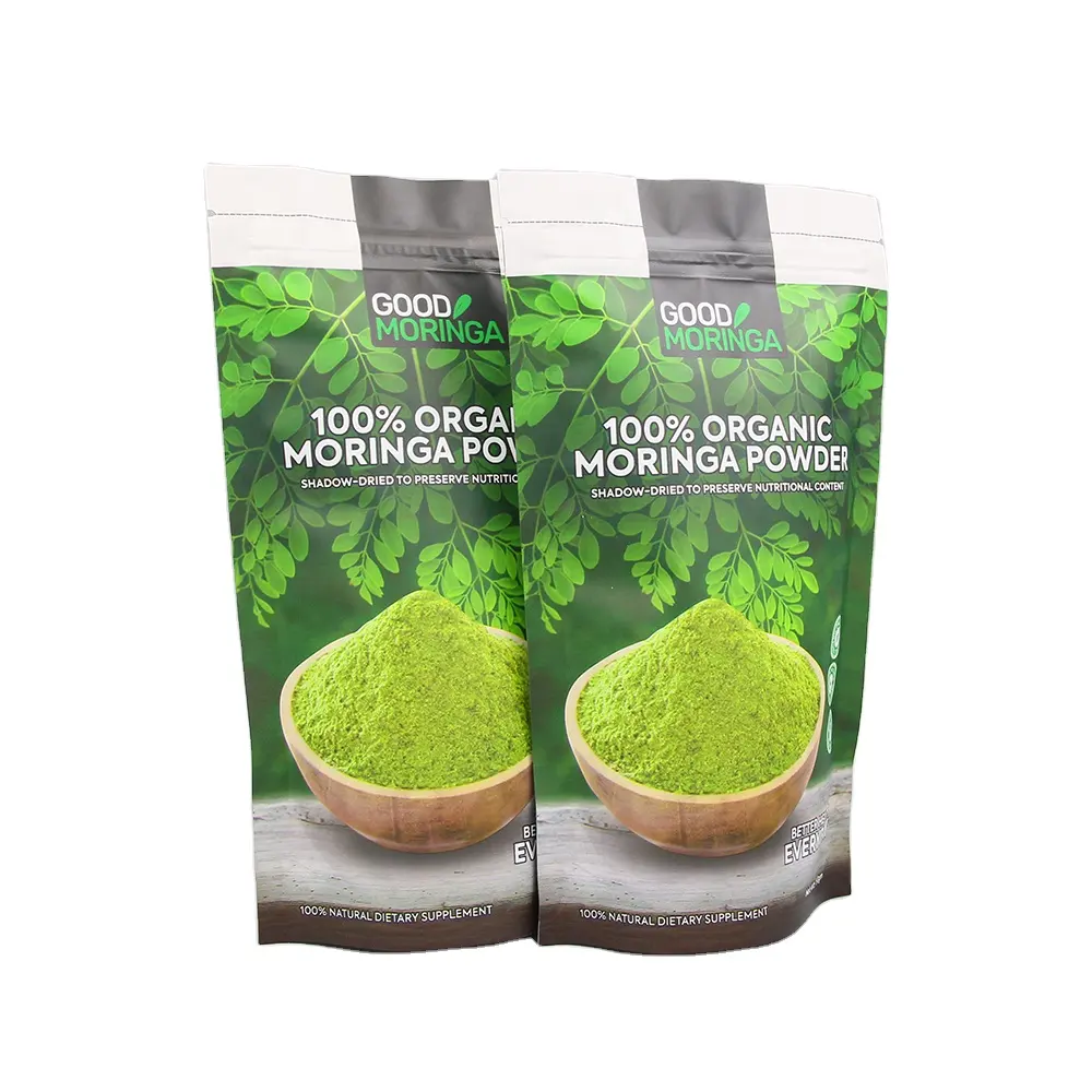 Supplement Moringa Protein Powder Packaging Bag Custom Printed Stand Up Pouches Doypack With Ziplock
