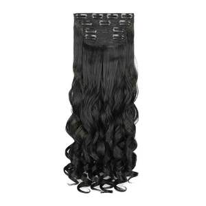 Extensions de cheveux longs bouclés de marques nationales, grandes boucles, fibre Kanekalon, noir 1B, lot de quatre pièces, résistantes à la chaleur - Product Image 1