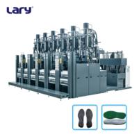 Machine de moulage par injection automatique haute efficacité à 6 postes pour semelles de chaussures en caoutchouc, force de serrage 1650 KN, pour chaussures de sport LARY