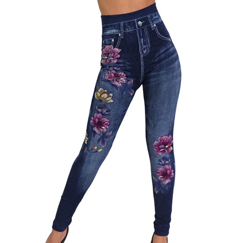 Leggings con stampa Denim Leggings a vita alta più Jeggings per le donne Jeans senza cuciture Butt Lifting