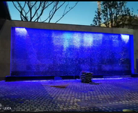 Mur d'eau numérique en acier inoxydable 304 avec graphismes musicaux dansants, cascade, contrôle PLC/DMX512, taille personnalisée, respectueux de l'environnement