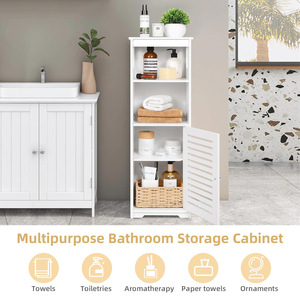 Oushumei <b>Bathroom</b> Storage Cabinet 3-Tier With Door Freestanding <b>Shelf</b> For Toilet And Shower Room - Product Image 4