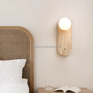 Lampe murale intérieure moderne en pierre, abat-jour en verre sphérique G9, chambre à coucher, salon, lampes murales intérieures, éclairage mural design - Product Image 4