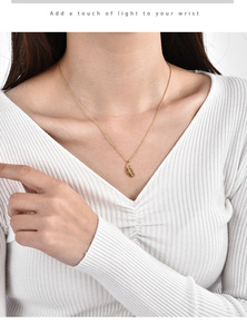 สร้อยคอจี้ทองเหลืองขนนกทันสมัยขายดีสร้อยคอโซ่ชุบทอง18K ของขวัญวันครบรอบทางศาสนาทันสมัยสำหรับผู้หญิง - Product Image 5