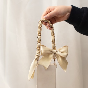Correa de Cadena Dorada Decorativa con Lazo de Satén Lavanda, Diseño Desmontable para Accesorios de Bolsos Personalizados DIY - Product Image 4