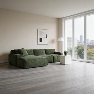 Ensemble modulaire extensible en velours capitonné avec ottomanes personnalisables pour hôtel et villa - Product Image 3