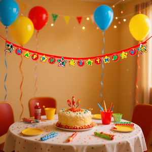 Striscione di Carta 'Buon Compleanno' con Mickey Mouse, 2,2M, Decorazione per Feste, Confezione da 2 Pezzi - Product Image 1