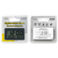 Jam Alarm Digital dengan Tampilan Suhu dan Kelembapan Ruangan, Waktu 12/24 Jam ℃ / ℉ , LCD dengan lampu latar, Alarm Harian untuk Kamar Tidur, Meja, Rumah
