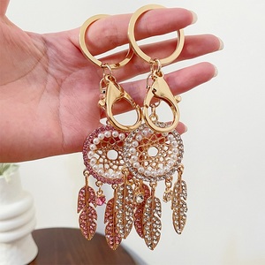 Attrape-rêves en <span class=keywords><strong>macramé</strong></span> avec perles, chaînes, plumes de cristal, pendentif, charme, bijoux, <span class=keywords><strong>porte</strong></span>-clés brillant - Product Image 2