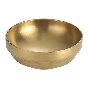 Stainless Steel Noodle Bowl Gold Finish 18cm Home Use Cold Ramen Salad Bowl Solid Color - Product Image 3