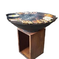 Base de table de foyer extérieur portable en acier Corten de haute qualité, épaisseur 2 mm, surface rouillée, diamètre 60-180 cm pour bois de chauffage