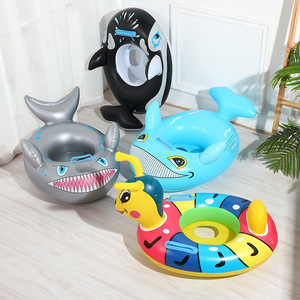Bouée gonflable pour enfants, motif cygne noir de dessin animé, en PVC standard, pour parc aquatique - Product Image 1
