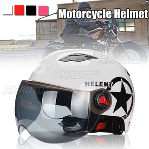 Casco Abierto 3/4 para Motocicleta, Casco de Media Cara Unisex para Moto, Scooter, Protector de Cabeza con Lente Protectora Solar Anti UV - Product Image 1