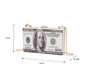 Bolso de Mano Transparente de Acrílico con Diseño de Billetes de Cien Dólares, Estilo Europeo Americano, <span class=keywords><strong>Moda</strong></span> de Verano, Pequeño y Cuadrado, Tipo Clutch para la Noche - Product Image 3