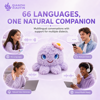 Peluche Poulpe IA Ollie avec Yeux LCD, ChatGPT, Grok, Gemini, 6 Modèles, 66 Langues, Commande Tactile et Vocale, Carte de Collection Daisy Magnétique, 2.4G