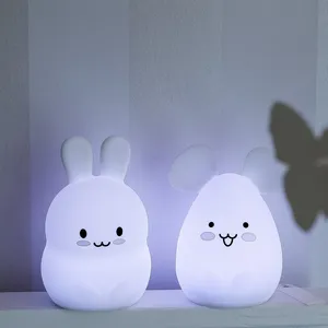 Hot Style Promotional Lovely Rechargeable Touch Night Light OEM USB Bed Lamp Cute Silicone Animal Night Lights For Kids Room