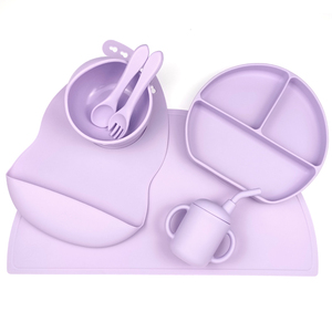 Set per l'Alimentazione del Bambino in Silicone di Grado Alimentare, Piatto, Tappetino, Ciotola con Cucchiaio, Forchetta, Bicchiere con Cannuccia, Senza BPA, Personalizzabile OEM ODM con Logo - Product Image 6