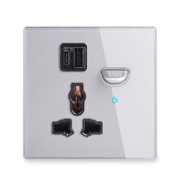 LangYeao UK Evrensel Priz USB Type-C ile, 13A/16A Evrensel Priz 2.1A Temperli Cam Panel 4 Renk LED Göstergeli